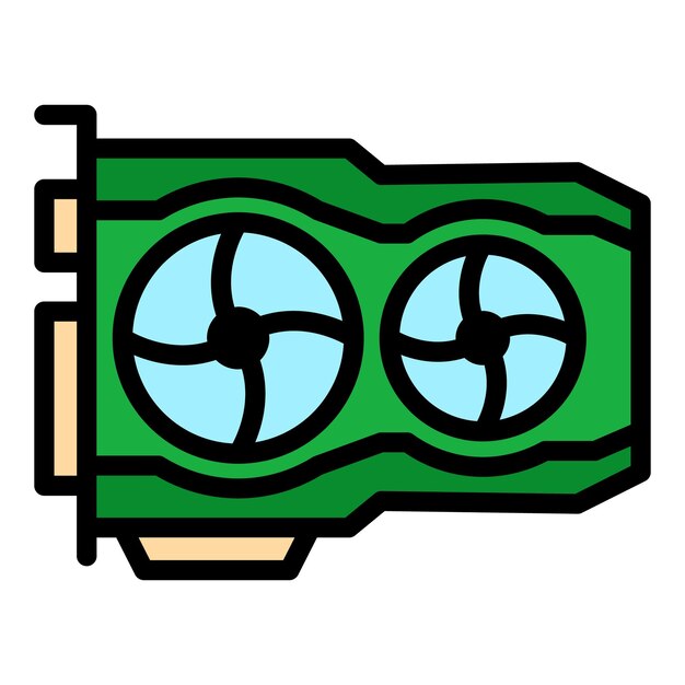 El icono de la tarjeta de visualización de la computadora El contorno de la carta de visualización del ordenador El icono vectorial del color es plano y aislado