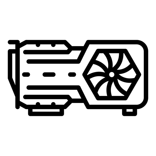 Icono de tarjeta de visualización gpu Contorno de icono de vector de tarjeta de visualización gpu para diseño web aislado sobre fondo blanco