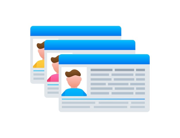 Icono de tarjetas de identificación sobre fondo blanco. Estilo de diseño plano. ilustración vectorial