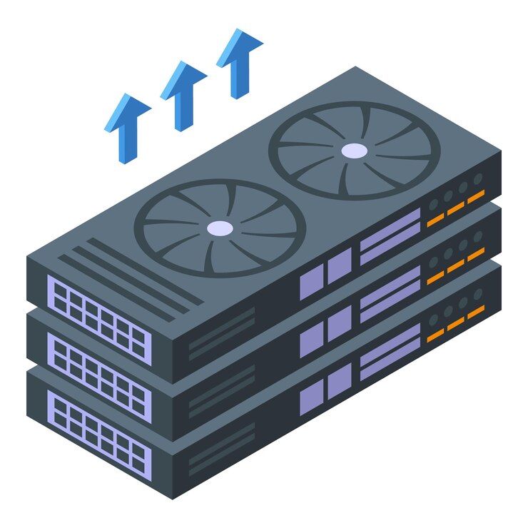 Vector icono de tarjetas de video mineras vector isométrico dinero en línea hacer computadora portátil