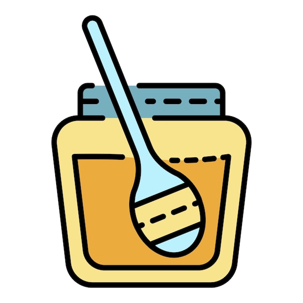 Icono de tarro de miel Contorno de tarro de miel vector icono color plano aislado