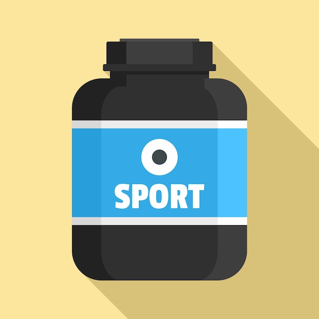 Vector icono de tarro de plástico de nutrición deportiva ilustración plana del icono de vector de tarro de plástico de nutrición deportiva para diseño web