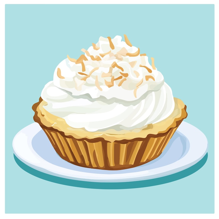 Vector el icono de la tarta de crema de coco vectorial en la ilustración vectorial de flat design