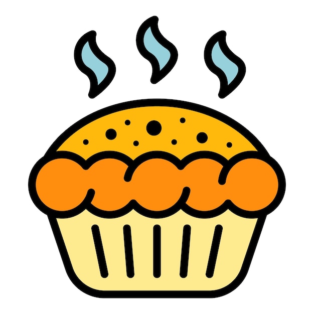 El icono de la tarta de manzana caliente Contorno del icono vectorial de la torta de manzanilla caliente Color plano aislado