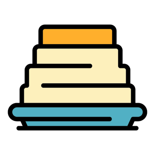 El icono de la tarta de tiramisu El contorno del icono vectorial de la torta de tir amisu El color es plano y aislado