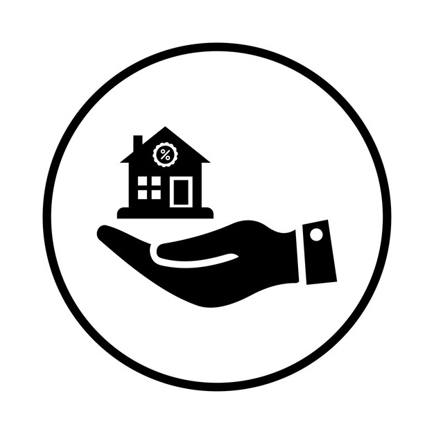 El icono de la tasa de interés de los préstamos hipotecarios para la propiedad Diseño vectorial negro