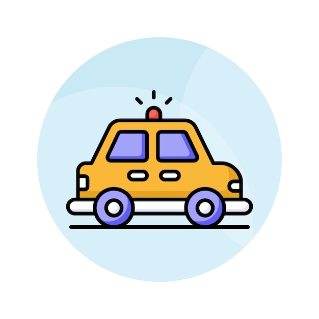 Un ícono del taxi en el estilo de moda del automóvil de transporte local