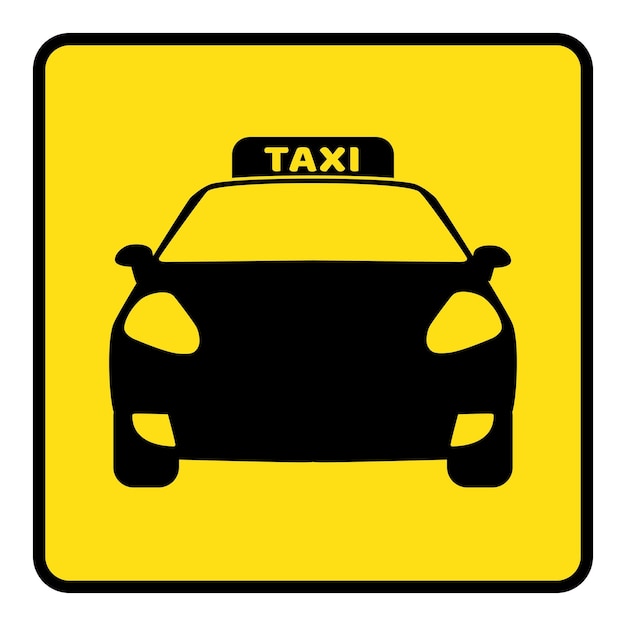 Ícono de taxi icono de viaje en taxi silueta signo de taxi en fondo amarillo dibujo por ilustración