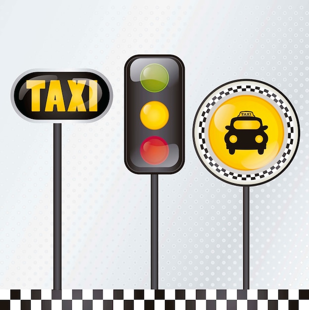 Vector icono de taxi con ilustración de vectores de fondo de plata