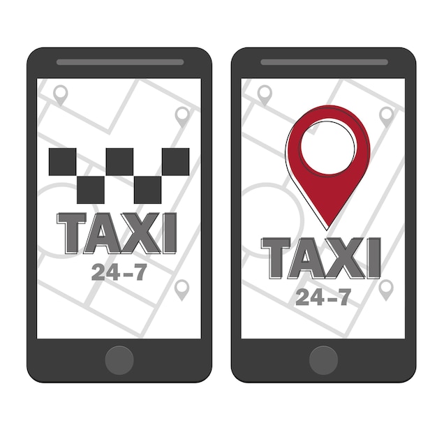 Icono de taxi de vector. Pin de mapa con signo de cheques de taxi. Ilustración vectorial - estilo de línea