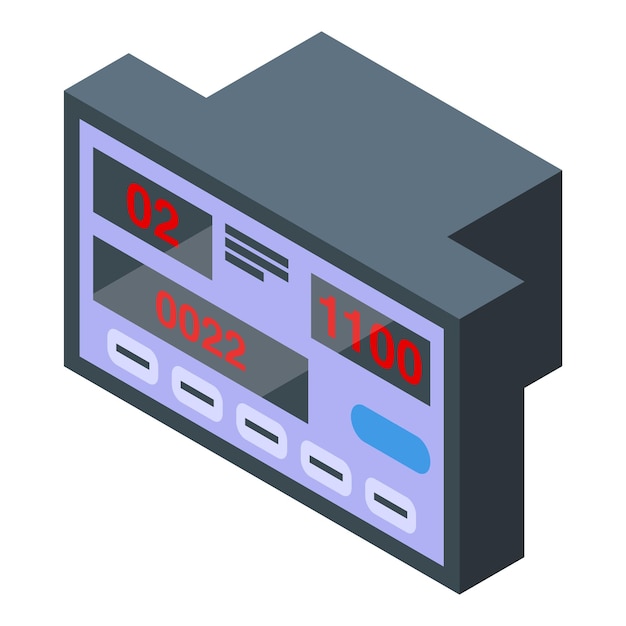 Icono del taxímetro del conductor vector isométrico Dinero cabina Pantalla automática