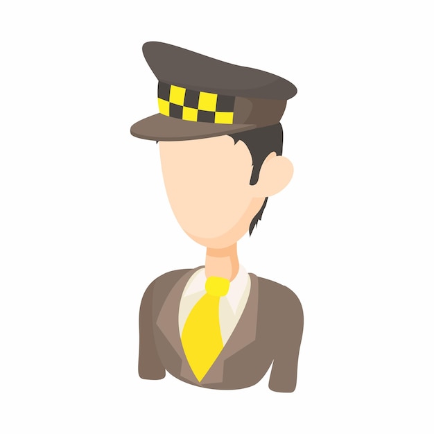 Icono de taxista en estilo de dibujos animados sobre un fondo blanco