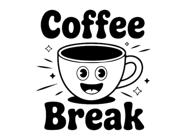 icono de la taza de café en blanco y negro