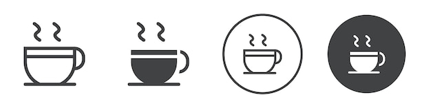 El icono de la taza de café caliente es el contorno del logotipo vectorial