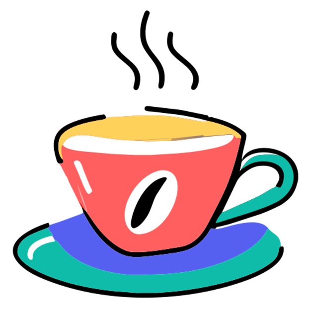 Vector icono de taza de café caliente relleno de desplazamiento