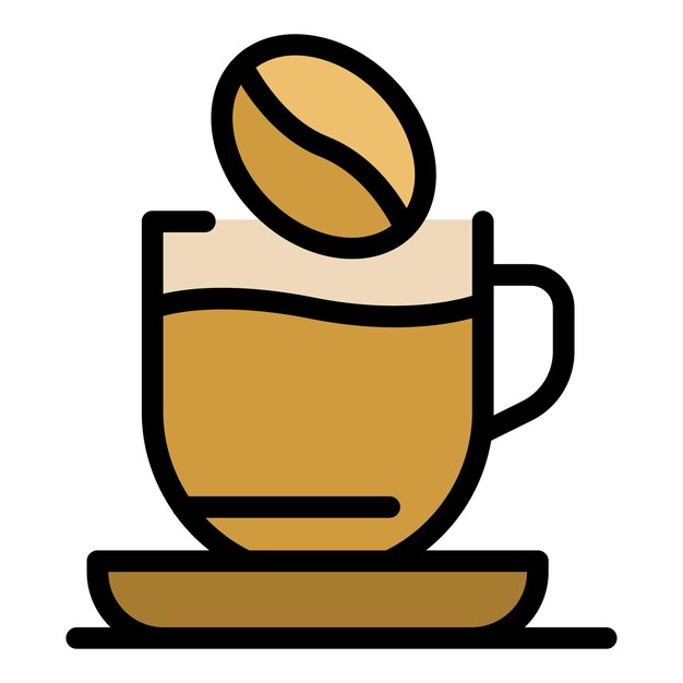 Icono de taza de café Contorno del icono vectorial de tazón de café Color plano aislado