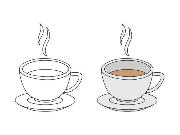 Vector icono de una taza de café dibujado a mano, ilustración vectorial aislada