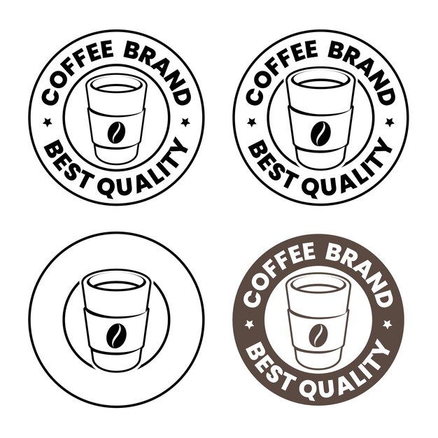 Icono de taza de café de papel redondo de arte de línea con conjunto de texto 3