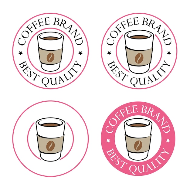 Icono de taza de café de papel redondo colorido con conjunto de texto 5