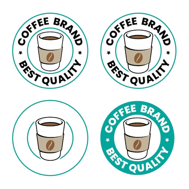 Icono de taza de café de papel redondo colorido con conjunto de texto 6