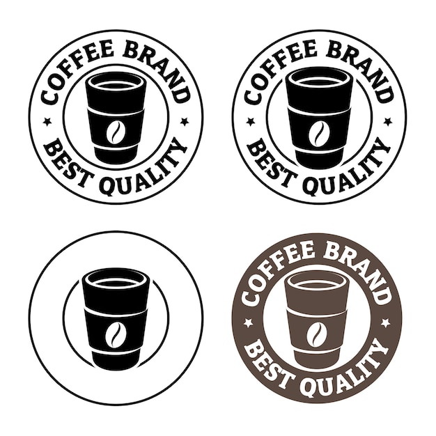 Icono de taza de café de papel redondo con conjunto de texto 1