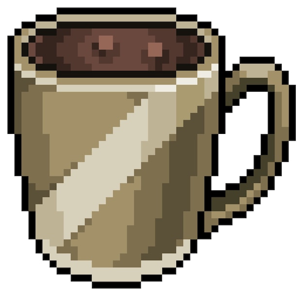 Icono de taza de café Pixel Art Cappuccino para bit de juego