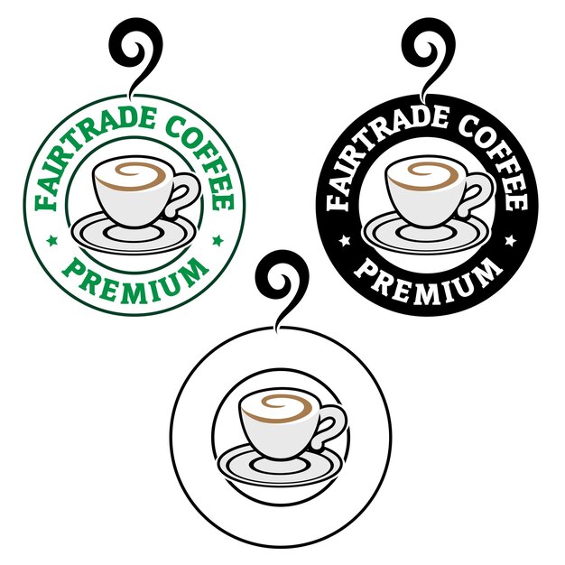Icono de taza de café Swirly redondo colorido con conjunto de texto 7