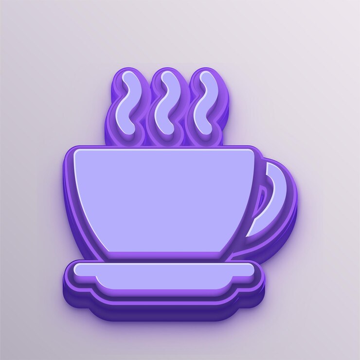 Vector icono de taza de café vectorial púrpura 3d personalizable para educación, negocios y medios de comunicación