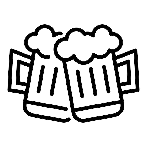 Icono de taza de cerveza Cheers Contorno icono de vector de taza de cerveza Cheers para diseño web aislado sobre fondo blanco