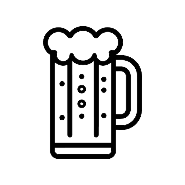 El icono de la taza de cerveza tiene un diseño de menú negro fresco