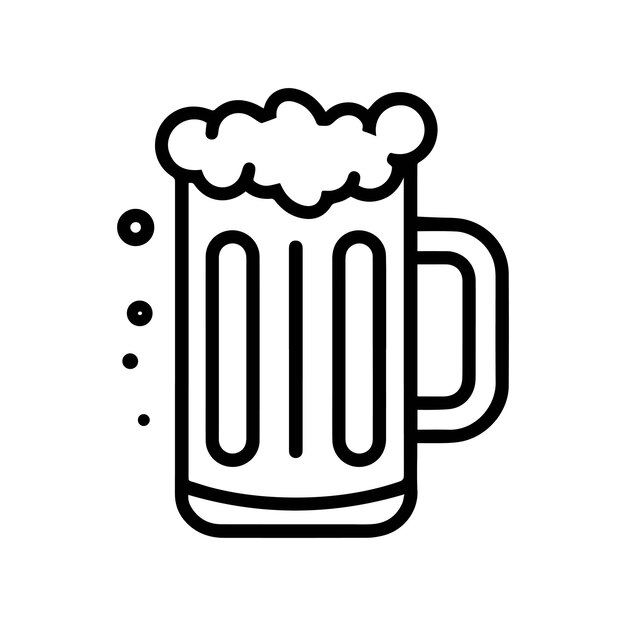 El icono de la taza de cerveza tiene un diseño de menú negro fresco