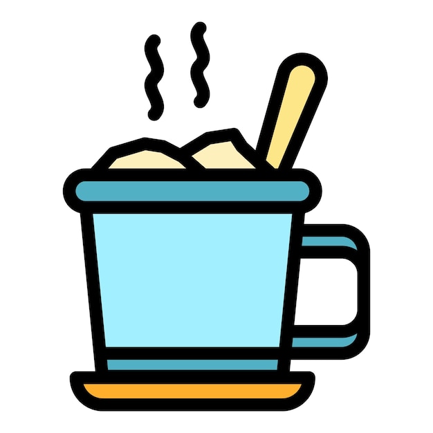 Icono de la taza de comida caliente Contorno de la tazón de la comida caliente Icono vectorial de color plano aislado