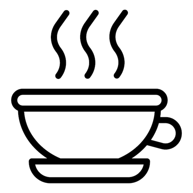 Icono de taza de desayuno Icono de vector de taza de desayuno de esquema para diseño web aislado sobre fondo blanco