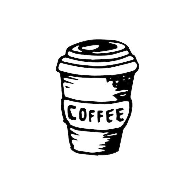 Icono de taza de doodle dibujado a mano. Boceto negro dibujado a mano. Símbolo de signo. Elemento de decoración. Fondo blanco. Aislado. Diseño plano. Ilustración vectorial.