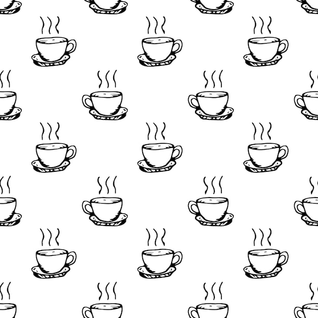 Icono de taza de doodle dibujado a mano. Boceto negro dibujado a mano. Símbolo de signo. Elemento de decoración. Fondo blanco. Aislado. Diseño plano. Ilustración vectorial.