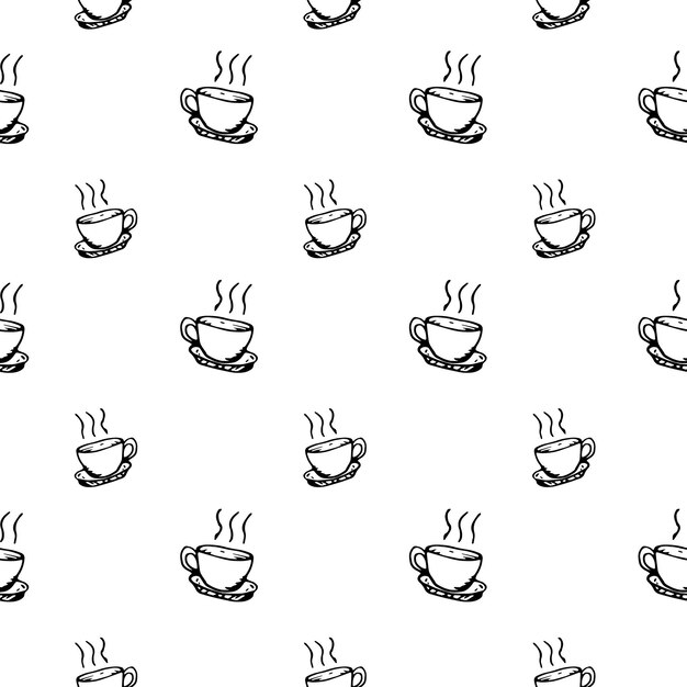 Icono de taza de doodle dibujado a mano. Boceto negro dibujado a mano. Símbolo de signo. Elemento de decoración. Fondo blanco. Aislado. Diseño plano. Ilustración vectorial.