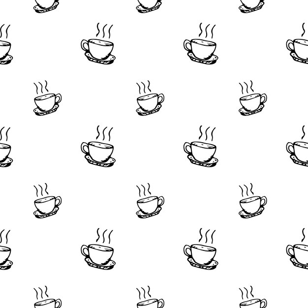 Icono de taza de doodle dibujado a mano. Boceto negro dibujado a mano. Símbolo de signo. Elemento de decoración. Fondo blanco. Aislado. Diseño plano. Ilustración vectorial.