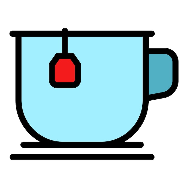 Icono de taza de té de acero Contorno de tazade té de acera Icono vectorial de color plano aislado