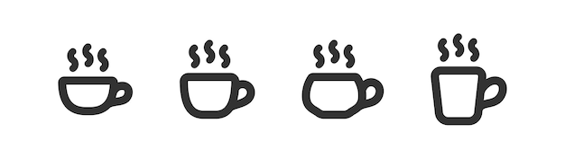 El icono de la taza de té El café caliente La taza de espresso