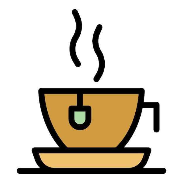 Icono de taza de té caliente Contorno de taza de té caliente vector icono color plano aislado