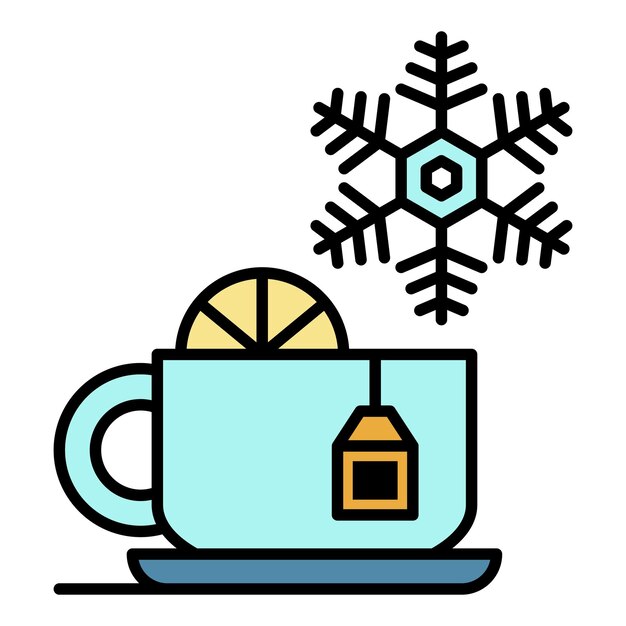 Icono de taza de té caliente Contorno de taza de té caliente vector icono color plano aislado