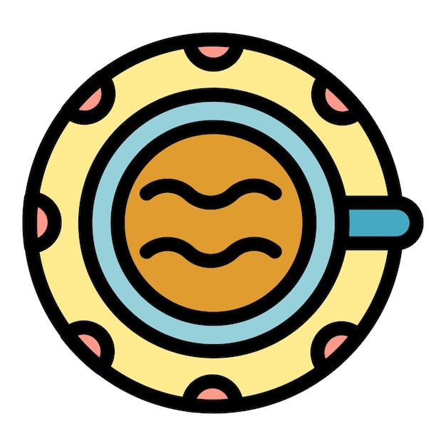 Vector el icono de la taza de té de la casa de vista superior el contorno de la tazón de té de vista superior del hogar del icono vectorial de color plano aislado