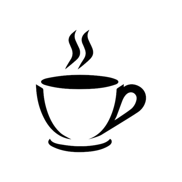 El icono de la taza de té es una bebida caliente con un diseño de contorno de vidrio de olla fresca.