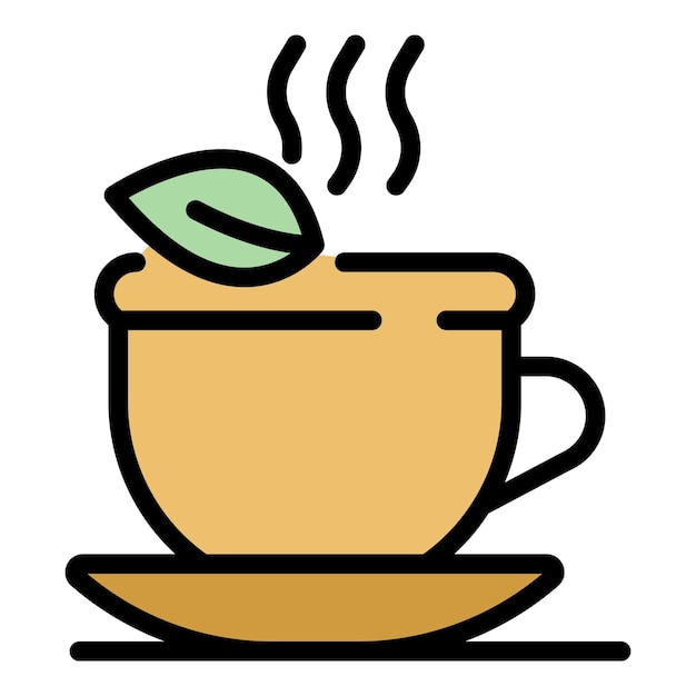 El icono de la taza de té de hierbas calientes El contorno del icono vectorial de la tazón de té de herbas calientes Color plano aislado