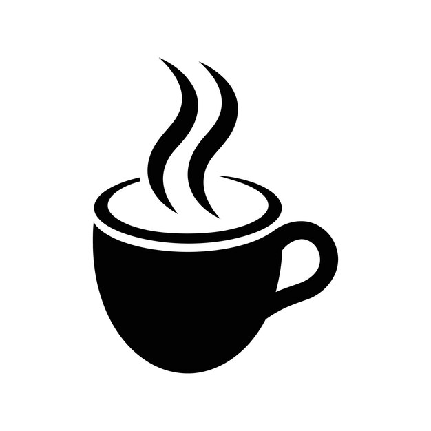 Icono de la taza de té minimalista en blanco y negro