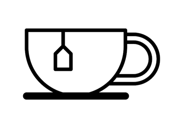 icono de taza de té negro y blanco diseño vectorial simple