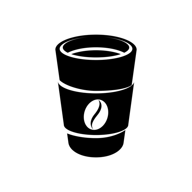 Icono de taza de té o café de papel negro aislado en una ilustración de vector de fondo blanco