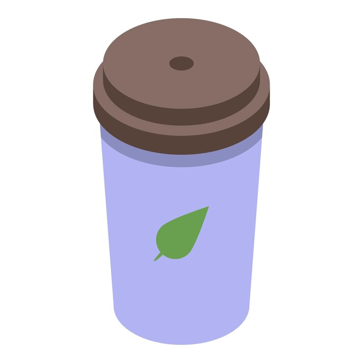 Vector icono de taza de té de plástico isométrico de icono de vector de taza de té de plástico para diseño web aislado sobre fondo blanco