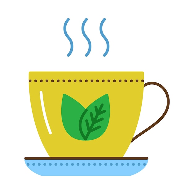 Icono de una taza de té verde Ilustración vectorial plana Icono de color de té de hierbas sobre fondo blanco