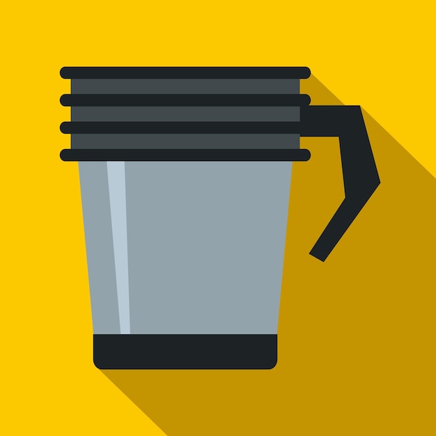 Icono de taza termo en estilo plano sobre un fondo amarillo